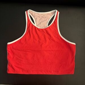 Fabletics Red Racerback Tank Top with White Trim